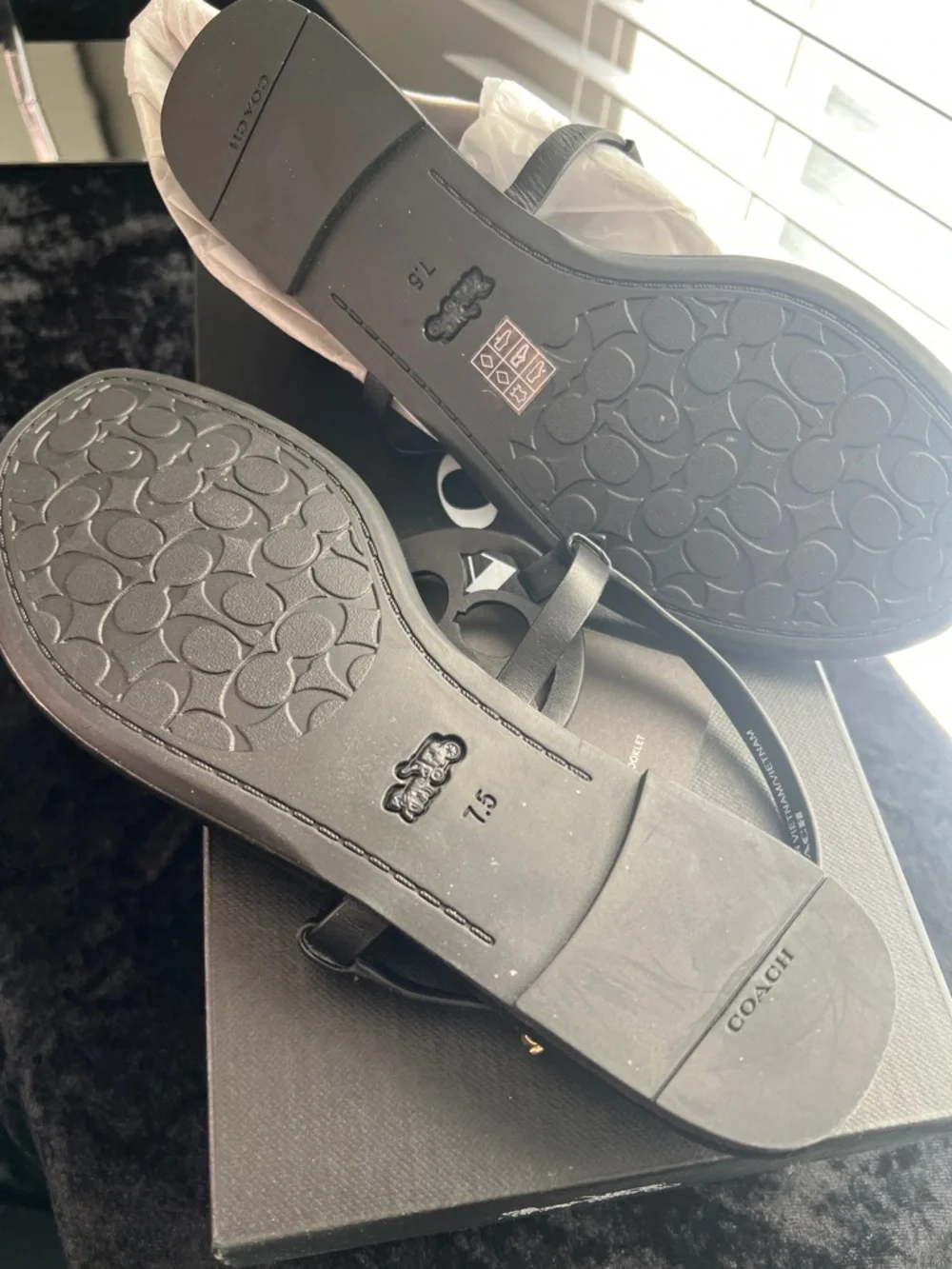 Coach Jaci Leather Sandal in Black - Picture 3 of 5